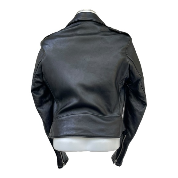 SCHOTT NYC Womens M Leather 1 Star Perfecto Moto Jacket Cropped Biker Belted NWT - Picture 5 of 16